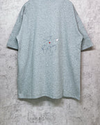 Balenciaga heather gray T-shirt back view with cursive signature-style print