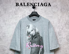 Balenciaga heather gray graphic T-shirt with large Britney portrait print