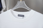 White T-shirt neckline with sewn-in label at the collar