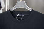 Black crewneck T-shirt collar with branded neck label