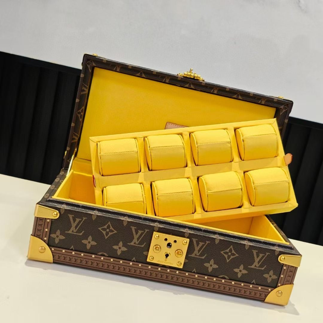 Louis Vuitton monogram trunk bag with yellow organizer compartments, open lid