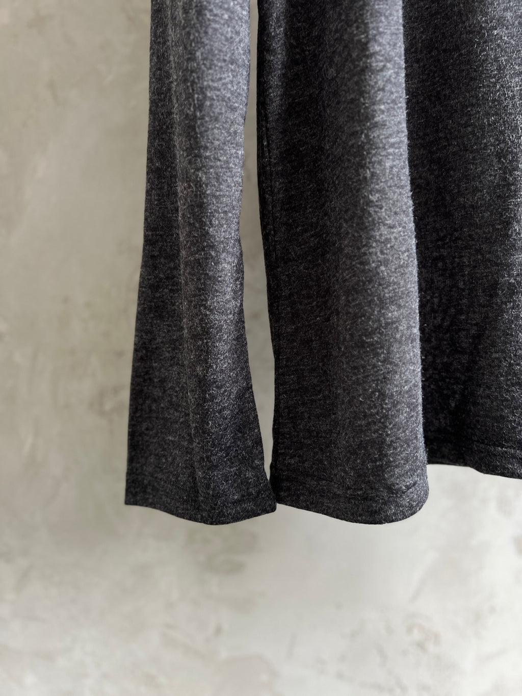 Long charcoal speckled flared pants, full length