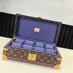 Louis Vuitton monogram trunk bag with blue organizer insert, open lid