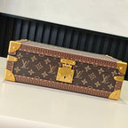 Louis Vuitton monogram trunk with gold hardware, closed
