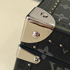 Louis Vuitton monogram trunk corner clasp with chrome hardware and rivets