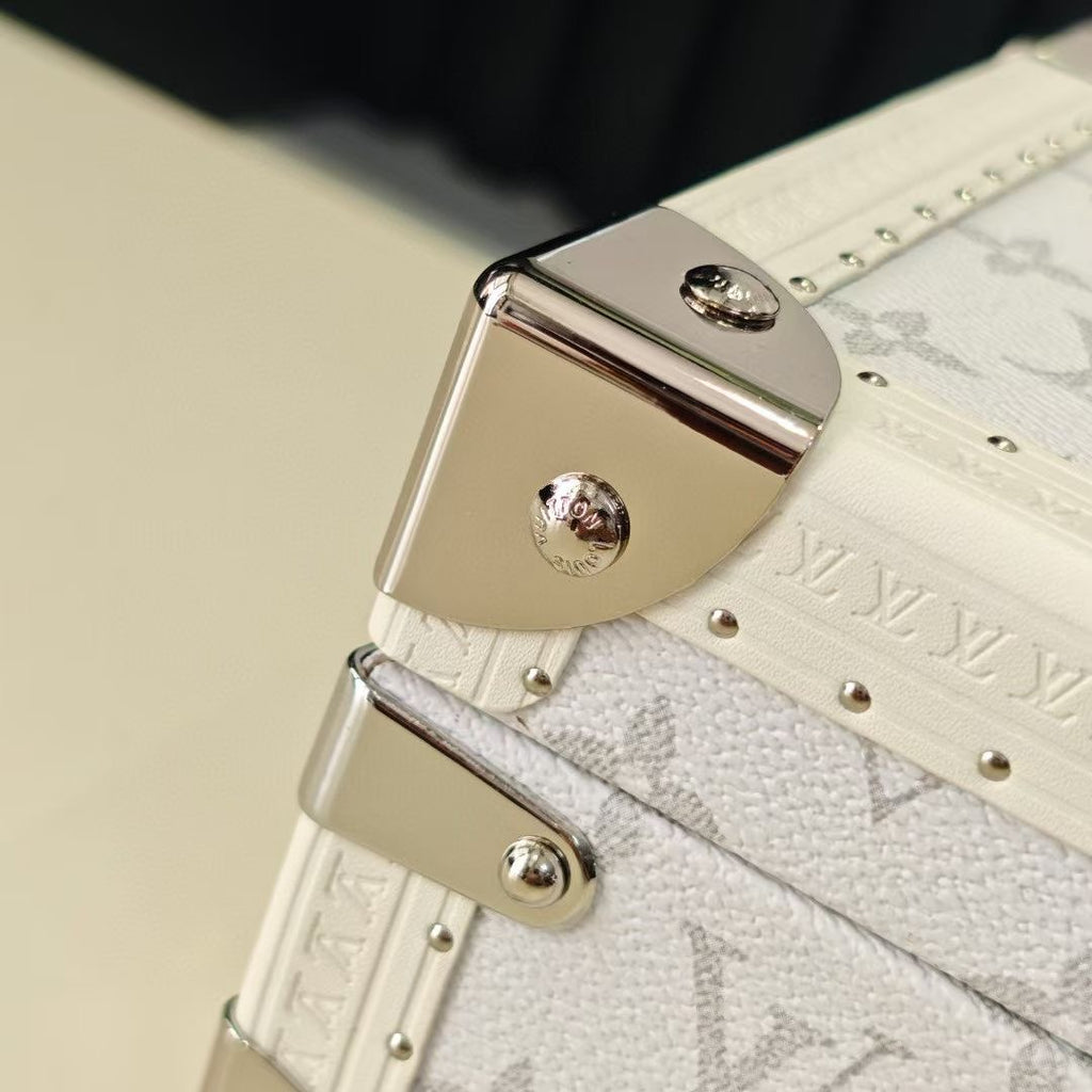 Louis Vuitton monogram jewelry box hinge and clasp with gold-tone hardware