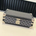 Louis Vuitton check-pattern trunk case with top handle and metal corner locks