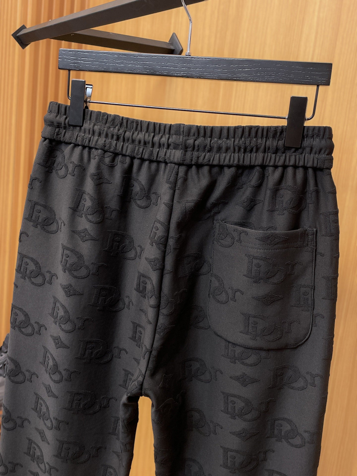 Black Dior monogram jogger pants with side pocket and elastic waist