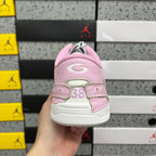 Pink low-top sneaker heel with '38' size marking and rear panel.