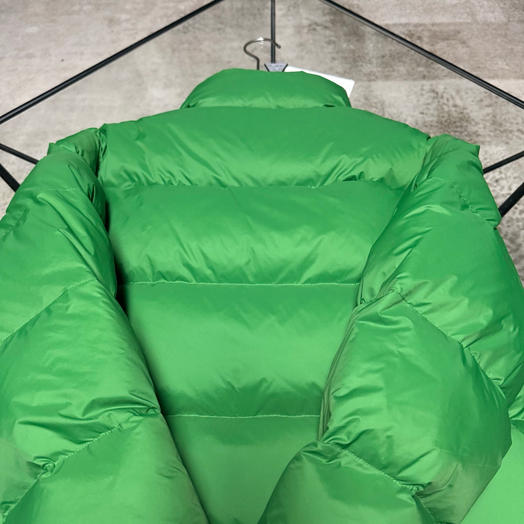 Moncler long puffer jacket, bright green, quilted back and sleeve