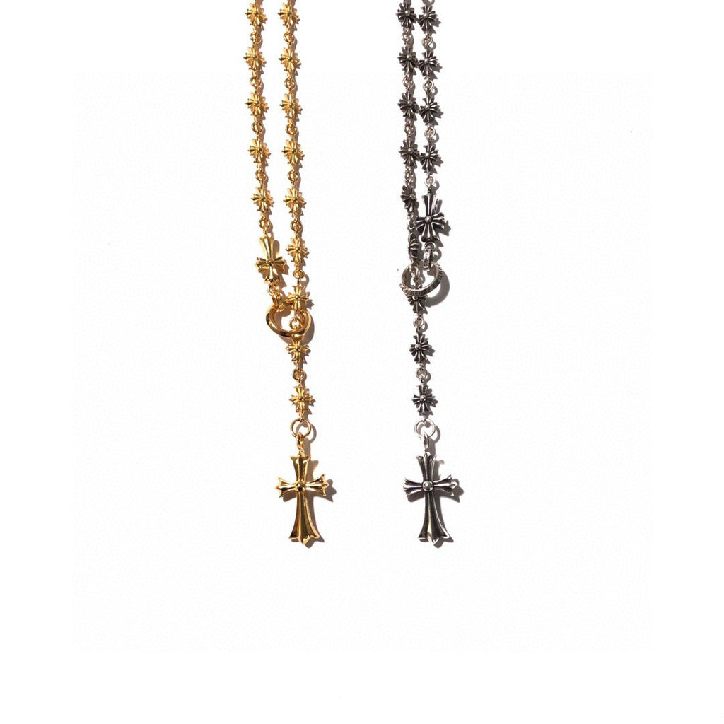 Gold and silver chain necklaces with cross pendants