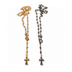 Gold and silver cross pendant necklaces with long chain links
