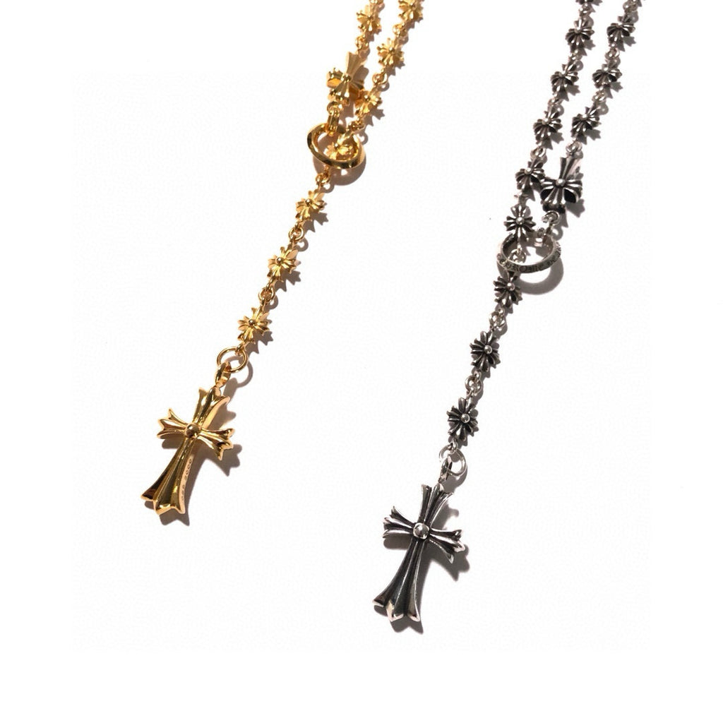 Gold and silver cross pendant chain necklaces