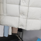 Moncler long white puffer coat quilted panels with snap buttons