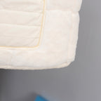 Moncler long quilted jacket white lower panel with stitched quilting
