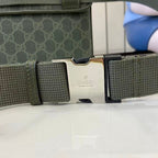 Gucci web belt with GG canvas and silver-tone double-prong buckle