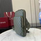 Gucci crossbody bag in dark green monogram canvas with zip closure and strap