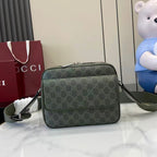 Monogram crossbody bag in dark green with GG pattern and top zip closure