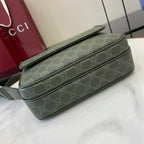 Monogram crossbody bag in dark green with GG pattern and wide top handle strap