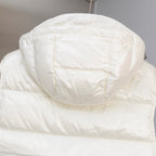 White hooded padded jacket with quilted back panel