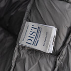 Long puffer vest inner label tag on gray lining