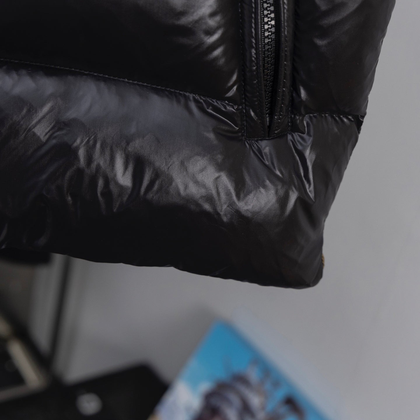 Moncler long puffer coat quilted sleeve end