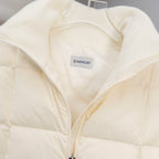 Moncler quilted puffer jacket interior, cream lining with Moncler logo patch