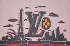 Light pink T-shirt with LV monogram and multicolor graphic print detail
