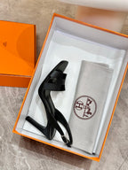Hermes heeled slingback sandals with logo dust bag