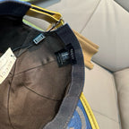 Gucci denim cap interior with blue GG fabric, adjustable strap, and tags