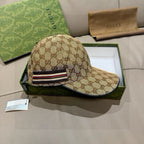 Gucci GG monogram baseball cap with multicolor stripe band and curved brim