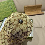 Gucci GG monogram cap in beige with circular top button