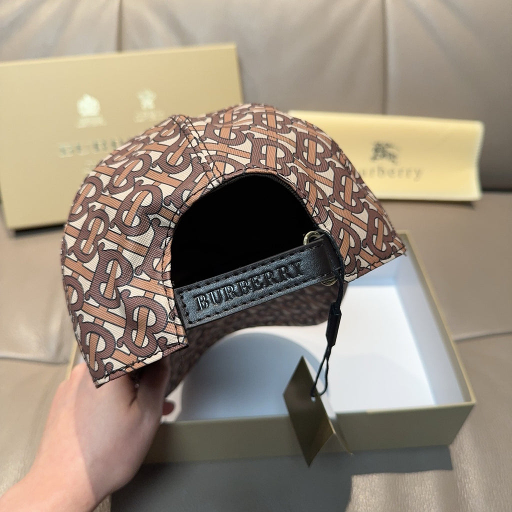Burberry cap with TB monogram fabric and black adjustable strap