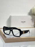 Celine glasses, black square frames with gold logo on the temple