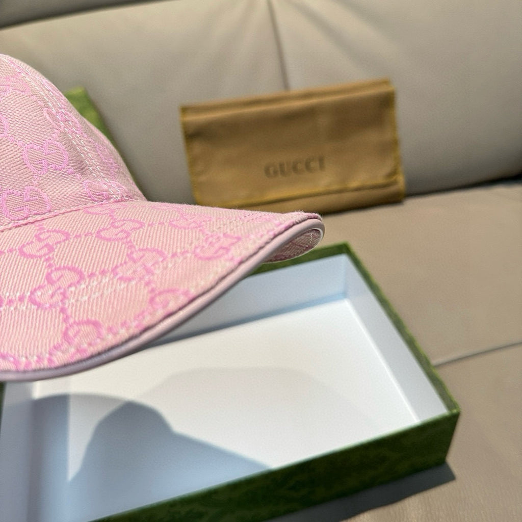 Pink monogram baseball cap brim with stitched edge