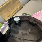 Black cap interior with adjustable strap and Gucci size label