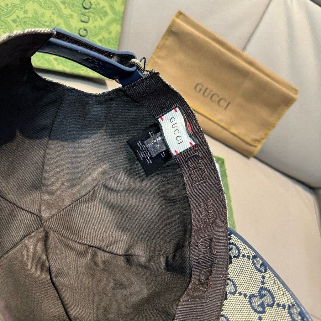 Black baseball cap interior with adjustable strap and size label