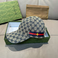 GG monogram baseball cap with multicolor stripe band and bee emblem