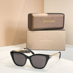 Bvlgari eyeglasses with dark rectangular frame and gray-tinted lenses