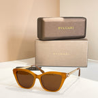 Bvlgari eyeglasses with amber rectangular frame and brown-tinted lenses