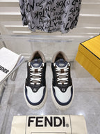 Fendi unisex sneakers in black, white and navy with lace-up and FENDI logo
