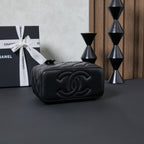 Chanel quilted leather shoulder bag with large CC logo on front, black