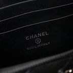 Chanel leather bag interior stamp reading CHANEL and MADE IN ITALY
