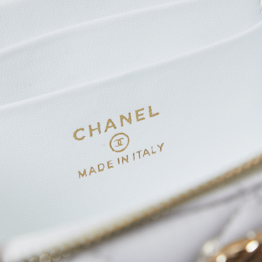 White interior label reading CHANEL and MADE IN ITALY