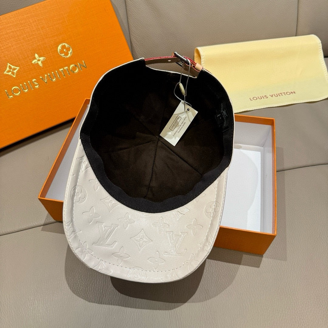 Louis Vuitton white monogram cap interior view with black lining