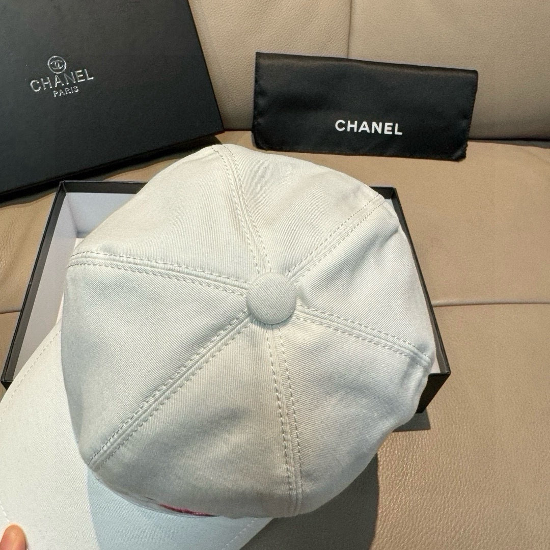 White baseball cap back view with central top button and seam lines.