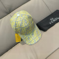 Fendi cap in light yellow and gray with allover FF logo pattern