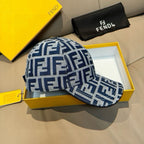 Fendi cap with blue FF monogram pattern, front panel and side brim
