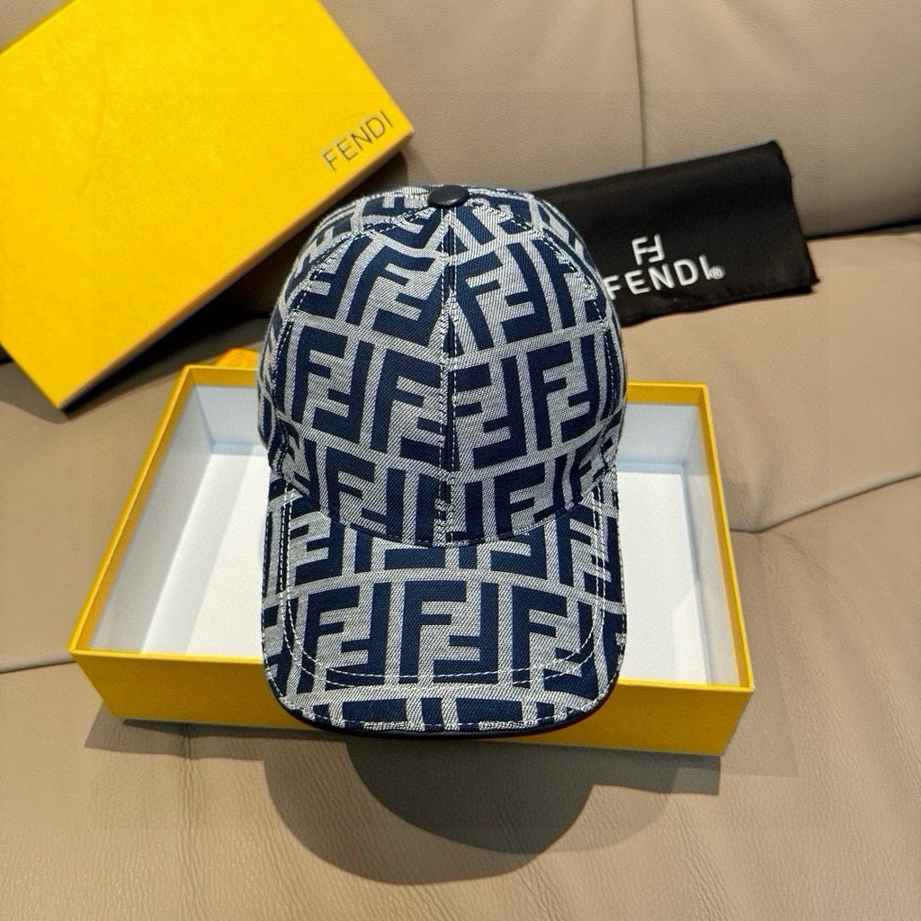 Fendi baseball cap in blue with all-over FF monogram print
