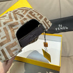 Fendi FF cap with black interior panel and leather brand patch on visor